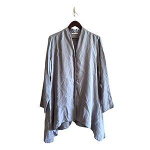 Soft Surroundings Gray V-Neck Asymmetrical Hem Lauren Tunic Blouse Sz L